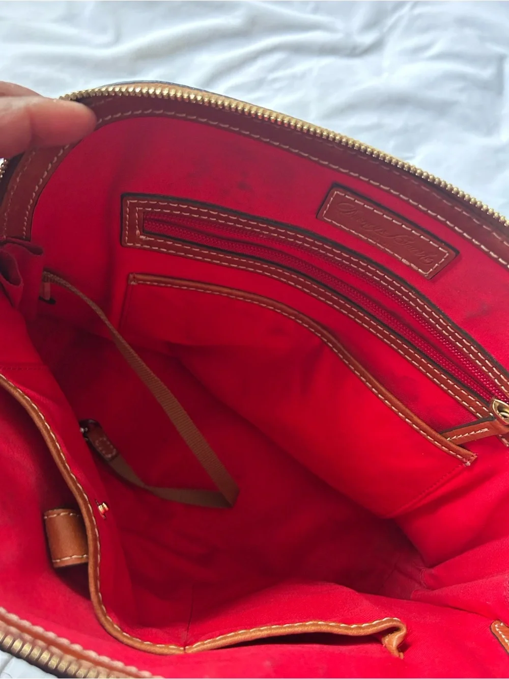 Dooney & Bourke Navy with Tan Leather Trim Satchel
